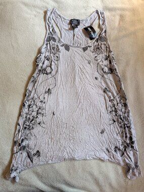 WOMEN'S NEW TANK TOP Hot Topic M Medium MD Midnight Hour Gray Iridescent Rose